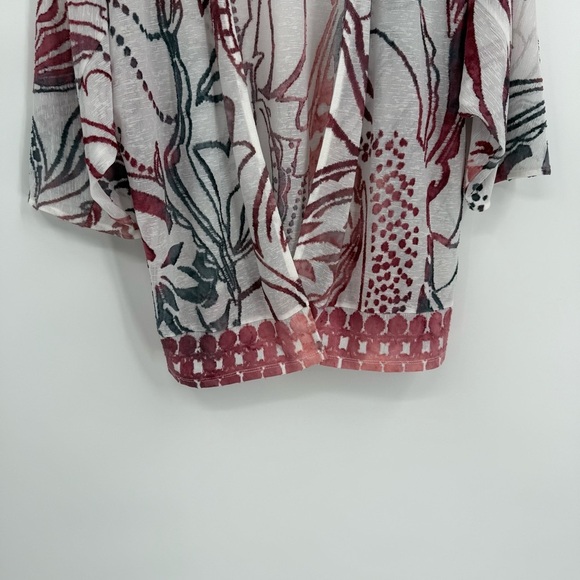 Chico’s NWT Tie-dye Look Jacquard Sheer Jacket Size 2(L) Open Front 3/4 Sleeves - Picture 3 of 11
